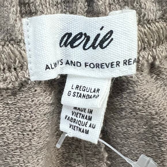 Aerie Soft Life Pants Womens L Beige Wide Leg High Rise Weekend Casual Lounge - Picture 13 of 16